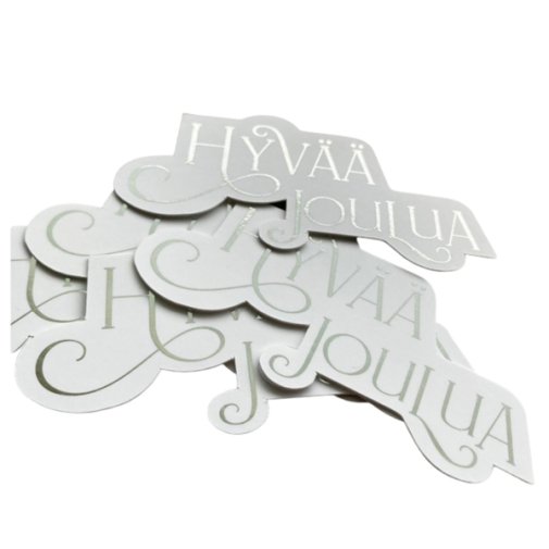 Cardstock texts: Hyvää joulua (large) - silver, 5 pcs