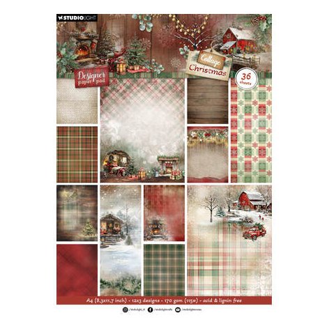 Cardstock pad A4, Studiolight: Cottage Christmas