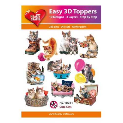 Hearty Crafts 3d kuvat: Cute cats - kissat, 10 kpl