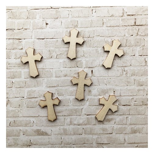 Wooden embellishments: Cross, 10 pcs