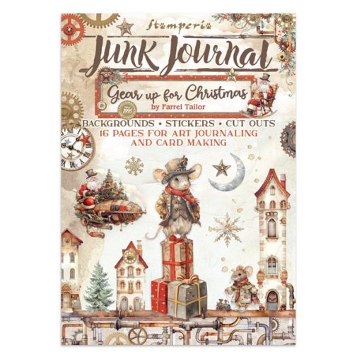 A4 Junk Journal -lehtiö, Stamperia: Gear up for Christmas