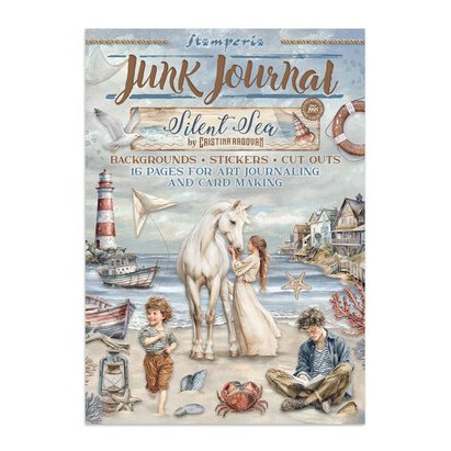 A4 Junk Journal -lehtiö, Stamperia: Silent Sea
