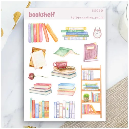 Sticker sheet, Penpaling Paula: Bookshelf