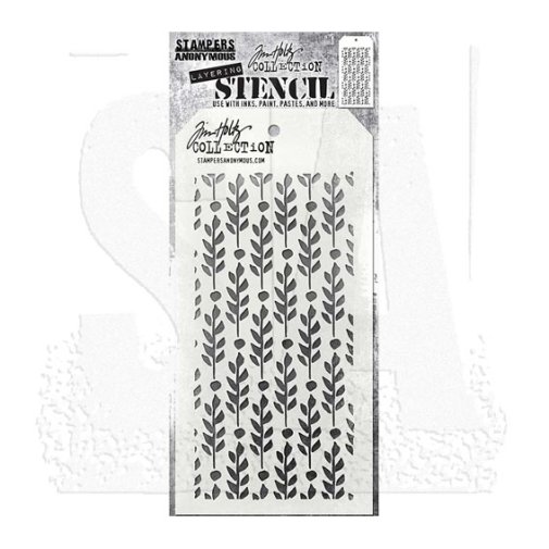 Tim Holtz stencil: Berry leaves