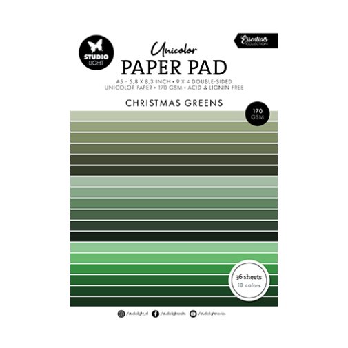 Cardstock pack A5, Studiolight: Christmas Greens