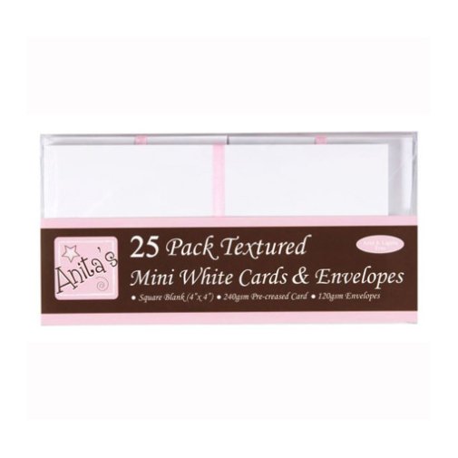 4x4\" Card and envelope pack, white, 25pcs