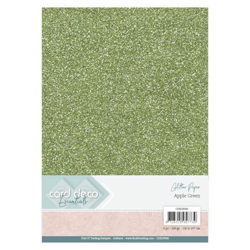 Kimallekartonki A4, 6 kpl, Card Deco: Apple Green