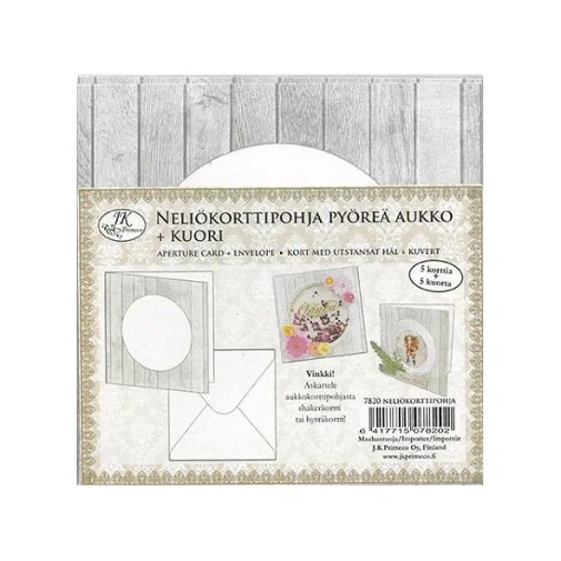 Neliökorttipohjat ja kuoret, aukollinen harmaa, 5 kpl