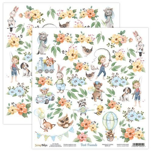 Kuviopaperi 12x12\", ScrapBoys: Best Friends 07