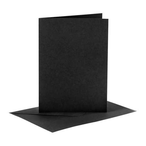 C6 Card and envelope pack, black, 6pcs