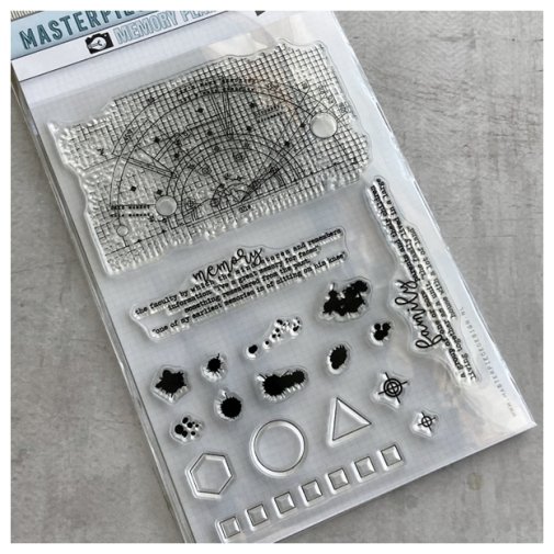 Stamp set A6, Masterpiece: Blueprint Splatters