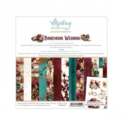 6x6\" paperipakkaus, Mintay: Bohemian Wedding