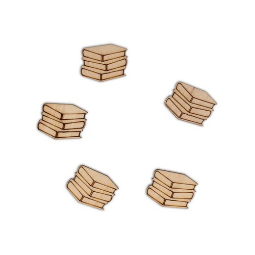 Wooden embellishments: Book pile, 10 pcs