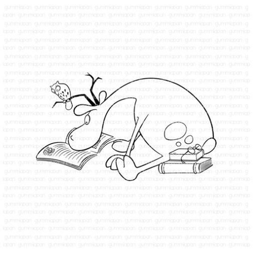 Gummiapan -leimasin: Bookworm Reindeer