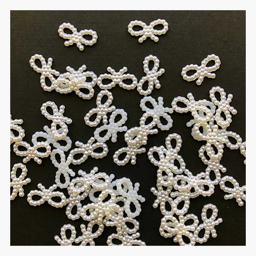 Pearl embellishments, 40 pcs: bowknot, off-white