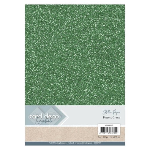 Kimallekartonki A4, 6 kpl, Card Deco: Forest Green