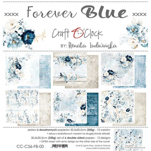 12x12\" paper pack, Craft O\'Clock: Forever Blue