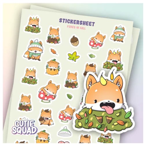 Sticker sheet, Cutie Squad: Foxes in Fall
