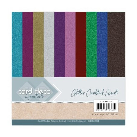 Glitter cardstock A4, 10 sheets: Color assortment