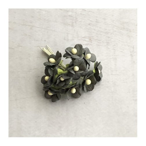 Small paper flowers, 10 pcs: grey