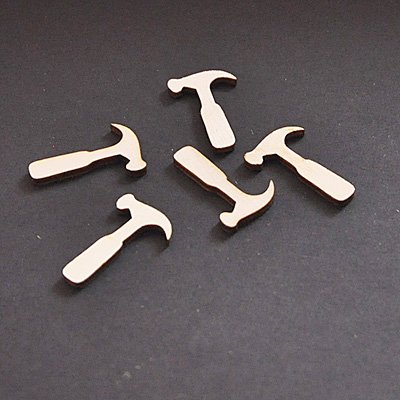 Wooden embellishments: Hammer, 10 pcs