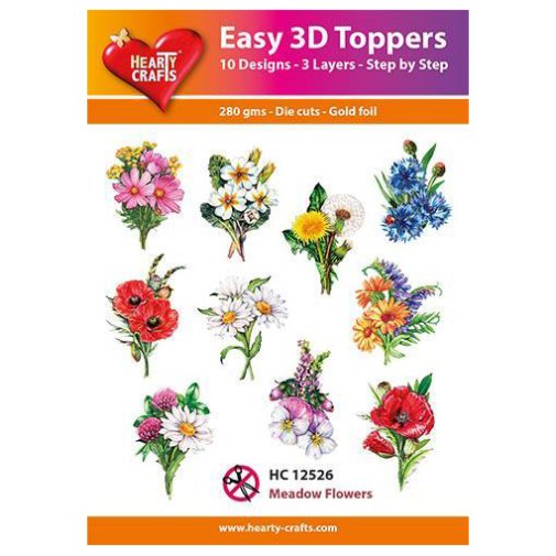 Hearty Crafts 3d kuvat: Meadow Flowers, 10 kpl
