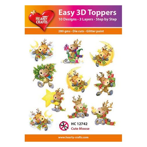 Hearty Crafts 3d kuvat: Cute Moose, 10 kpl