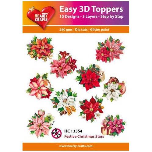 Hearty Crafts 3d kuvat: Festive Christmas Stars, 10 kpl