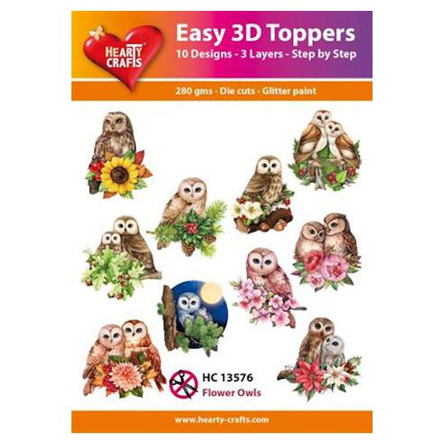 Hearty Crafts 3d kuvat: Flower Owls, 10 kpl
