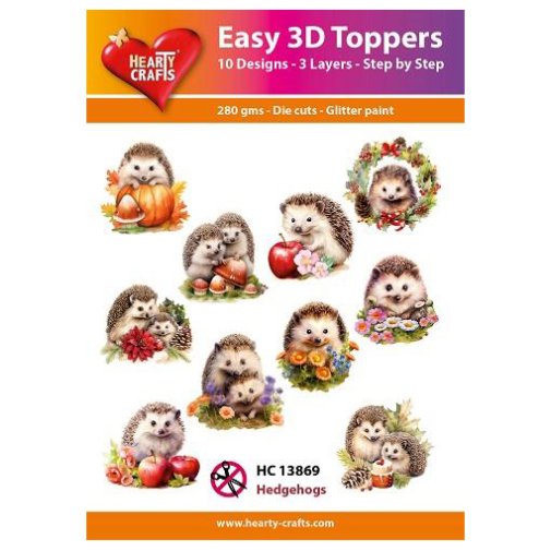 Hearty Crafts 3d kuvat: Hedgehogs - siilit, 10 kpl