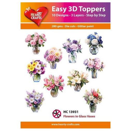 Hearty Crafts 3d kuvat: Flowers in Glass Vases, 10 kpl