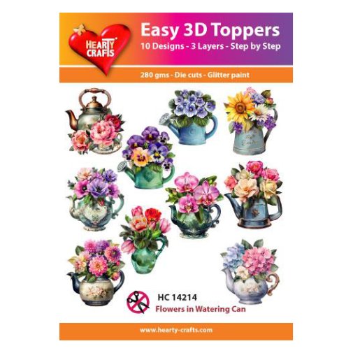 Hearty Crafts 3d kuvat: Flowers in Watering Can, 10 kpl