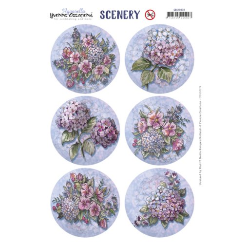 Topper sheet A4, Yvonne Creations: Hydrangea (circle)