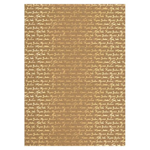 Paper sheet A4, 5 pcs: Hyvää joulua - gold/kraft