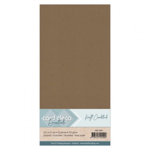 Kartonkipakkaus 13,5 x 27 cm, Card Deco: Ruskea - kraft, 10kpl
