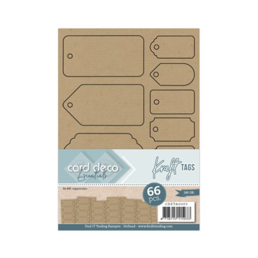 Tagit/pakettikortit, Card Deco : kraft, 66 kpl