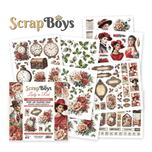 Die cut pad 6x6\", ScrapBoys: Lady in Red
