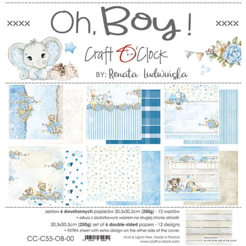 12x12\" paper pack, Craft O\'Clock: Oh Boy!