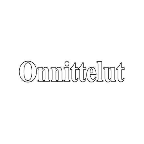LCD text stamp: Onnittelut (outline, Finnish)