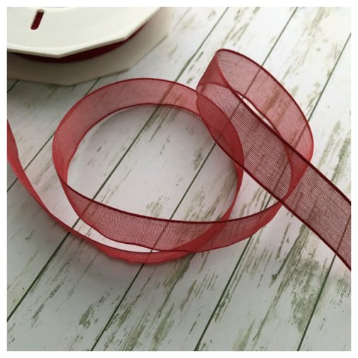 Organza ribbon 15mm - red, 1m