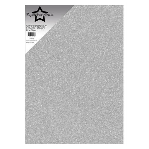 Kimallekartonki A4, 5 kpl, PF: Fine Silver