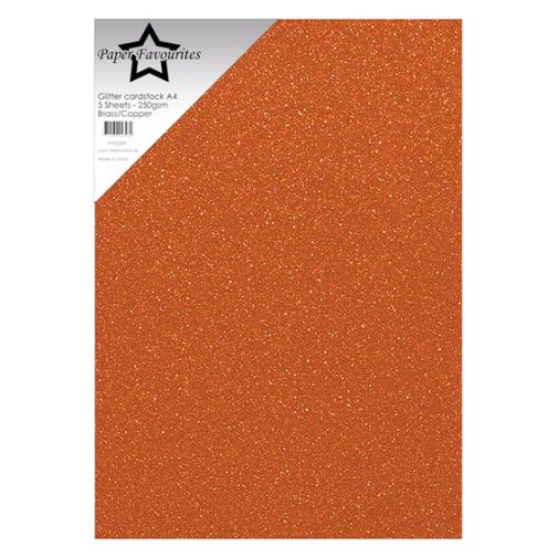 Glitter cardstock A4, 5 pcs, PF: Brass / Copper