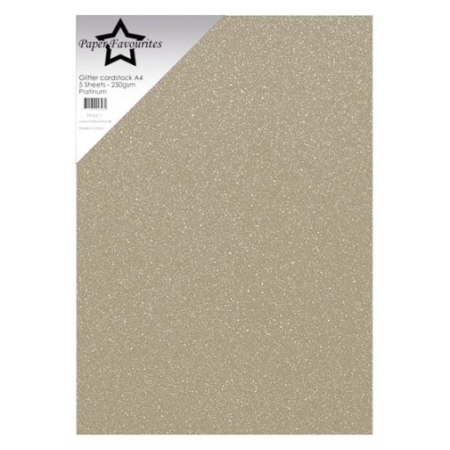 Glitter cardstock A4, 5 pcs, PF: Platinum