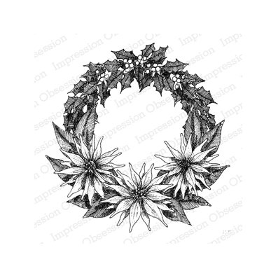 Impression Obsession -leimasin: Poinsettia Wreath -kranssi