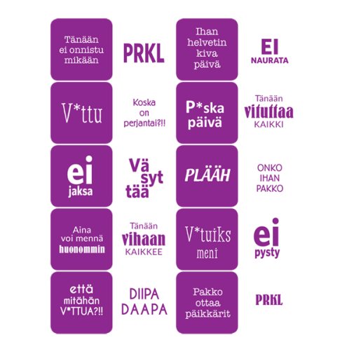 Dekorette tarrat: PRKL, neliö - viol./valk.