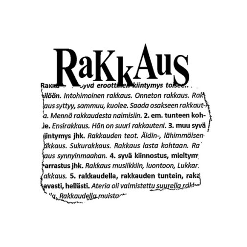 LCD text stamp: Rakkaus (Finnish)