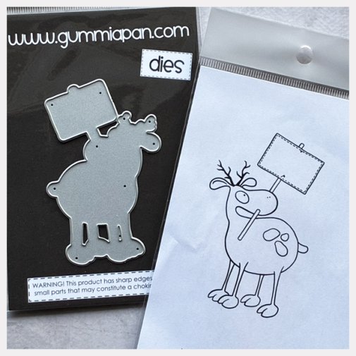 Leimasin ja stanssi, Gummiapan: Reindeer with sign