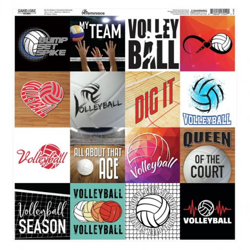 Reminisce -tarra-arkki, 12x12\": Volleyball - lentopallo