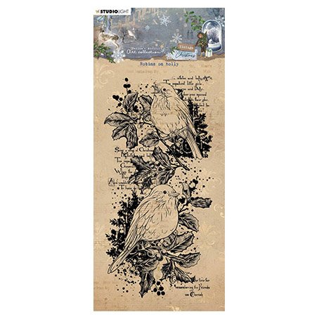 Stamp, Studiolight: Robins on holly (slimline)