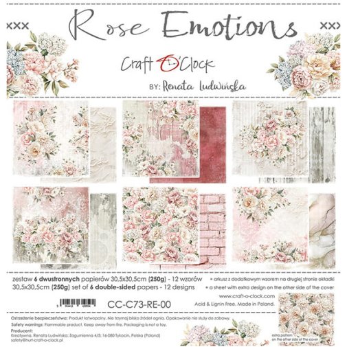 12x12\" paper pack, Craft O\'Clock: Rose Emotions